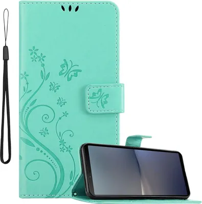 Immagine prodotto di Cadorabo cover per Sony Xperia 10 V cover in FLORAL TURQUOISE cover protettiva in design floreale con chiusura magnetica, funzione stand e slot per carte Book Case Cover
