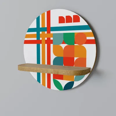 Produktbild von SPACEREBELS Wandregal Holz - dekoratives Hängeregal - Schweberegal für Wohnzimmer - Regalbrett Kinderzimmer Schlafzimmer - Rundes Regal für Wände - 34 x 34 Eiche Riva Finish