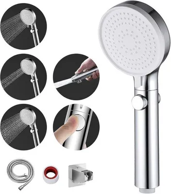 Produktbild von Douchekop-Set mit Dusch-Sprühkopf und Wasserstopper - Hochdruck + 3 Heizsoarten