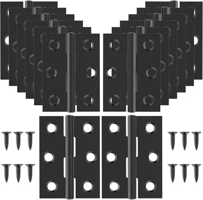 Produktbild von (16 Stück) Türscharniere, Fensterklappscharniere, Haushaltsmöbelbeschläge aus Edelstahl, inklusive Schrauben (schwarz).