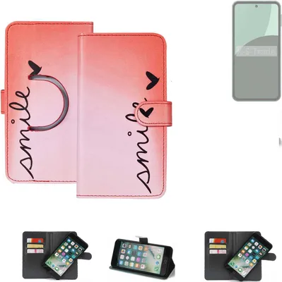 Produktbild von K-S-Trade Schutzhülle Handyhülle kompatibel mit Sharp Aquos Sense9 Hülle cover bookstyle Etui ''smile'' rot Standfunktion Kameraschutz (1Stk)
