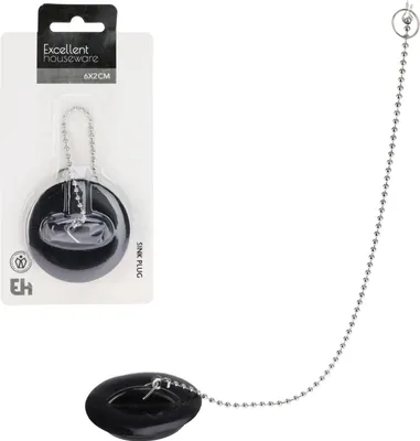 Obrázek produktu pro Vypouštěcí zátka s řetízkem, 6x2 cm, vnější průměr zátky 6 cm, kovový řetízek cca 30 cm, vypouštěcí zátka dřezová, Ø 45,5 mm-10°