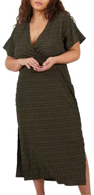 Produktbild von Brave Soul - Wickelkleid für Damen, V-Ausschnitt GT20224 (50 DE) (Khaki/Schwarz)