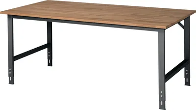 Image de Établi Tom L2000xP1000xH760-1080mm Plan de travail en hêtre Bâti anthracite, RAL7016