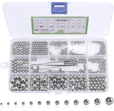 Produktbild von 600 Stahl-Kugellager-Sätze, 13 Größen, Edelstahlkugeln 2 mm - 10 mm, präzise Metallkugeln, robuste runde Edelstahlkugeln, polierte Kugellager für Fahrräder.