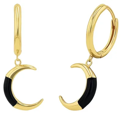 Produktbild von Amor 925 Sterling Silber Creolen mit Mond-Motiv, Scharnierverschluss, 29x10 mm