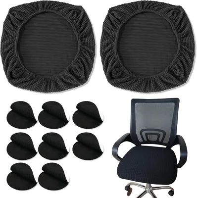 Produktbild von Bürostuhlbezug Set, elastisch, 2 Stück, Sitzgröße 40-60 cm, mit Befestigern, für Büro und Esszimmer