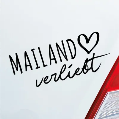 Produktbild von Auto Aufkleber Mailand verliebt Herz Stadt Heimat Liebe Car 19x8 cm Schwarz Glanz Sticker Heckscheibenaufkleber