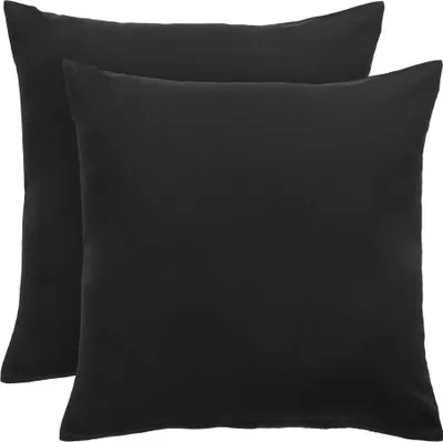 Produktbild von Komfortec Premium Kissenbezüge 2er Set 80x80 cm mit Reißverschluss, gebürstet 100% Polyester 120g/m², Kopfkissenbezug, Superweiches Kissenhülle Set, Schwarz