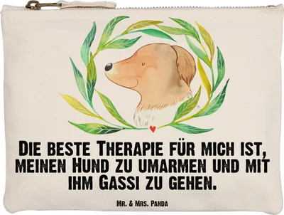 Produktbild von Mr. & Mrs. Panda Kosmetiktasche Hund Blumen Grösse XL Große - Weiß - Geschenk, Umarmen, Hundeliebe, Hunde, Kulturbeutel, kosmetiktäschchen, Gassi gehen, Etui, Pouch