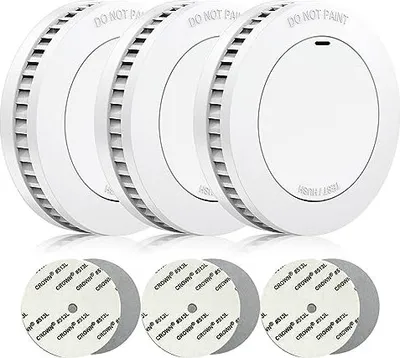 Produktbild von Runidur setzte 3 Rauchmelder ohne Fehlalarme, Feueralarm, ohne zu kleben, 10 Jahre Batterie, weiß