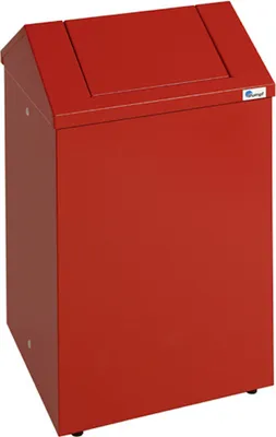 Produktbild von Putzwollkasten & Universalsammler mit Pendeldeckel | 45 Liter, HxBxT 58x30x30cm | Feuer- & Geruchshemmend | Feuerrot