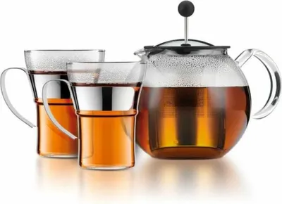 Produktbild von Bodum "Bodum Assam Teebereiter mit Edelstahlsieb 1,0L und 2 Gläser"
