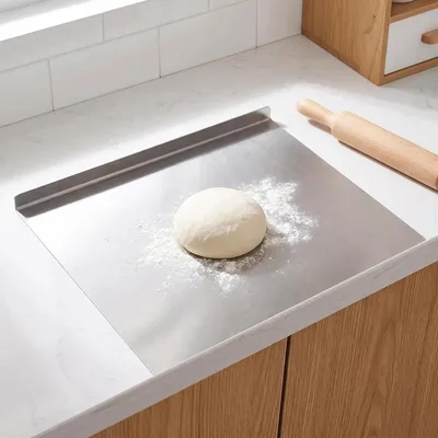 Produktbild von Schneidebrett Edelstahl-Schneidebrett, Edelstahl-Arbeitsplatte, rutschfestes Schneidebrett mit Kante, Arbeitsplatte mit Schneidebrett für Küche, Bar,