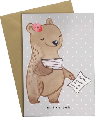 Produktbild von Mr. & Mrs. Panda Glückwunschkarte Insolvenzverwalterin Herz - Grau Pastell - Geschenk, weihnachtskarten, babykarte, neujahrskarte, einladungskarten, osterkarten