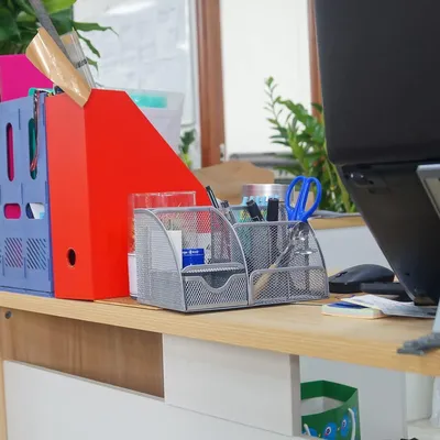 Produktbild von Büro-Organizer mit Sortierfächern - 6 Fächer - Silber - Metall