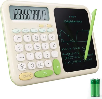 Imagen del producto de Calculadora de escritorio con bloc de notas, teclas grandes, pantalla LCD, color verde, para uso escolar