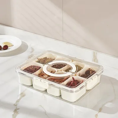 Immagine prodotto di Contenitore per snack con 8 scomparti e coperchio trasparente
