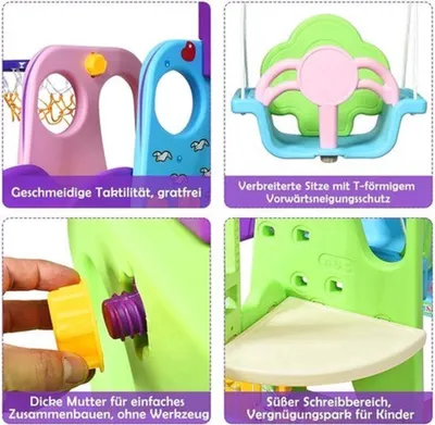 Image de Toboggan multifonction 6-en-1 - avec but de football et balançoire - 11,25 kg - À partir de 3 ans