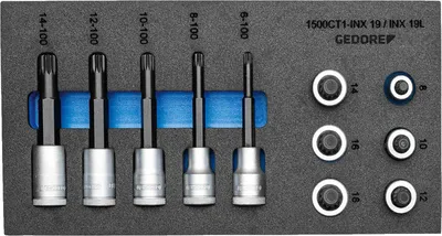 Imagen del producto de GEDORE 1500 CT1-INX 19 piezas, juego de puntas para destornilladores de 1/2" en módulo Check-Tool, 2957957