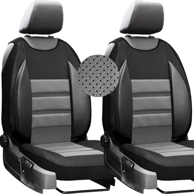 Obrázok produktu pre moto-MOLTICO Poťahy sedadiel x2 - Chránič sedadla auta univerzálnej veľkosti - Podložka pod sedadlo auta - Ekologická koža - Sivá
