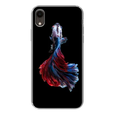Produktbild von MuchoWow® Handyhülle Schutzhülle Hülle für iPhone XR Fisch - Schwanz - Schwarz Silikon Softcase Handy Hülle - Schutzdeckel