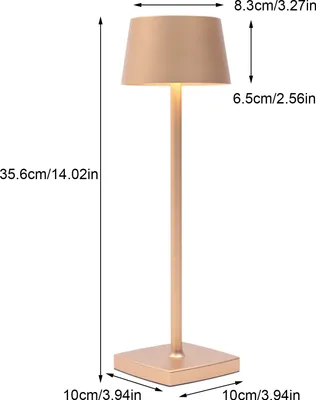 Produktbild von Dimmbare LED Tischlampe Batteriebetrieben wiederaufladbare kabellose Nachttischlampe Akku Schreibtischleuchte Tischleuchte (gold) für Außenbereich Schlafzimmer Kinderzimmer Wohnzimmer