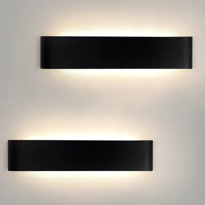 LED-Wandlampe 2er-Set, 18 W, dimmbar, 3 Farbmodi, schwarz