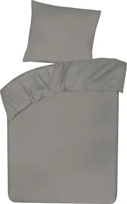 Produktbild von Bettwäsche mit Kissenbezug und Reißverschluss - 100% Baumwolle - 2-teilig 135x200 + 80x80 - Grau