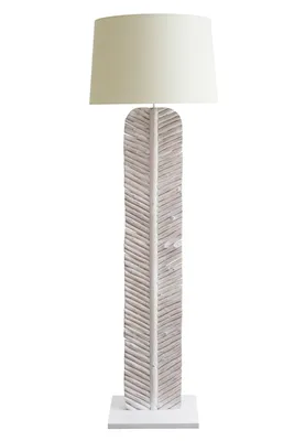 Produktbild von SalesFever Stehleuchte Blattoptik Weiß 175 cm | Schirm Baumwolle | Gestell Treibholz & Metallrohr | Standfuß Heveaholz | B 40 x T 30 x H 175 cm | weiß
