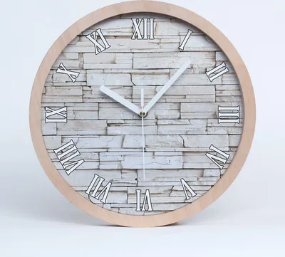 Produktbild von Holzuhr 20fi cm wanduhr - weiße Spitzen - Weiße Steinmauer