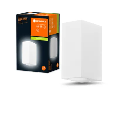 Image de LEDVANCE ENDURA Classic Square Updown Applique murale d'extérieur, blanc, culot GU10 (max 35W), peut être équipée d'une lampe simple ou intelligente, variante de luminaire Down ou Up/Down, classe de protection IP44