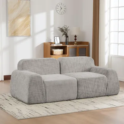 Obrázek produktu pro MODFU dvoumístná pohovka chenille látka s područkami a protiskluzovým spodkem lounge pohovka modulární snadno přemístitelná pro obývací pokoj šedá