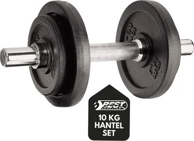 Produktbild von Best Sporting Hantelset, 10 kg, Stellringe oder Sternverschluss, Verschlussart: Stellringe