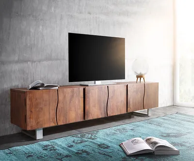 Produktbild von DELIFE Lowboard Live-Edge 220 cm Akazie Braun massiv 6 Türen