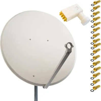 Produktbild von PremiumX SAT Anlage 100cm Antenne Stahl Hellgrau Octo LNB 16x F-Stecker