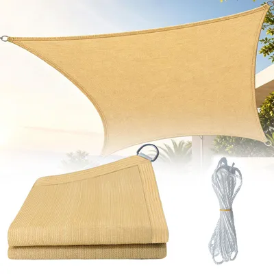 Produktbild von Sonnensegel Sonnenschutzsegel Schattensegel - Rechteckig HDPE - 2 x 3 m - Beige - Für Terrasse und Garten