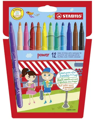 Zdjęcie produktu dla Flamastry - STABILO power - opakowanie 12 sztuk - 12 różnych kolorów