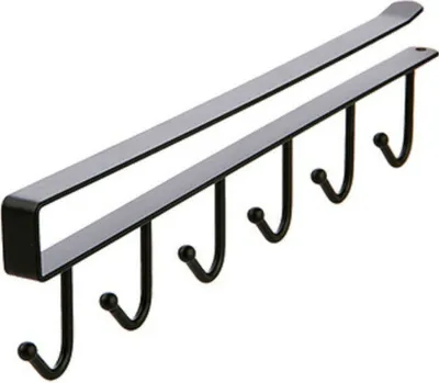 Produktbild von 6 Haken Küchenschrank Wandbehang Getränkehalter Regal Ablage Schwarz