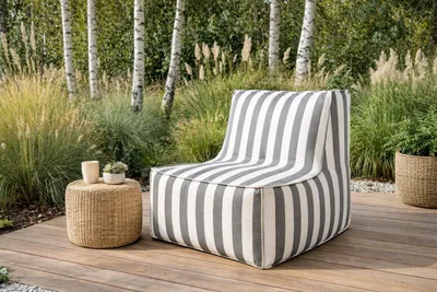 Obrázek produktu pro Křeslo Patio, zahradní židle 70 x 85 x 70 cm, balkonový nábytek, zahradní nábytek, odolná a povětrnostně odolná látka Club, šedá a bílá