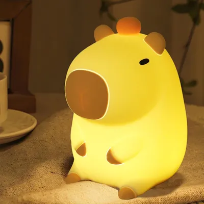 Produktbild von Capybara Nachtlicht Kinder LED Silikon Touch Lampe Dimmbar Aufladbare Nachttischlampe mit Timer