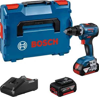 Produktbild von BOSCH GSR18V-55 Bohrschrauber – 2 GBA 18V Li-Ion 4,0 Ah Akkus – GAL 18V40 Schnellladegerät – L-Boxx 136 Box – 06019H5200