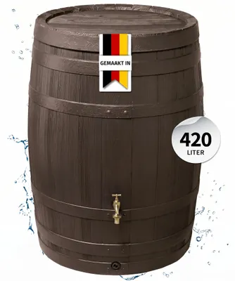 Productafbeelding van Garantia BARRICA Regenwateropslag, regenvat, 420 liter, 78x78x105 cm (L x B x H), bruin; 212132, AI-gegenereerde afbeelding