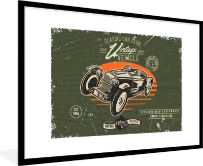 Produktbild von MuchoWow® MuchoWow® Gerahmtes Poster Oldtimer - Oldtimer - Auto 90x60 cm - Poster mit zchwarzem Bilderrahmen - Wanddekoration - Fotos