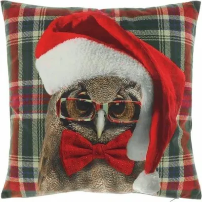 Image de Coussin décoratif - Noël - Hibou - 45 x 45 cm