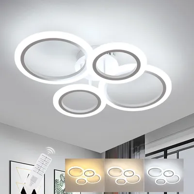 Image de Plafonnier LED dimmable avec télécommande et 4 anneaux