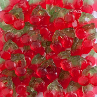 Immagine prodotto di Gomme alla frutta De Bron doppia ciliegia senza zucchero dolce fruttato morbido 1000g