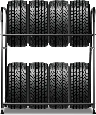 Produktbild von SWANEW Reifenregal Reifenständer für 8 Reifen Felgenregal Lagerregal Felgenbaum Lagerregale 107 x 46 x 117cm Spart viel Platz Ladekapazität 180kg