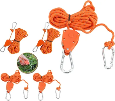 Produktbild von 5 Stück 4m winddichte Outdoor-Seile mit Ratsche 4mm für Sonnensegel