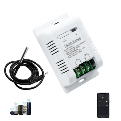 Produktbild von WiFi Temperaturregler Sensormodul, Tuya App Wireless Remote 16A Smart Switch mit Leistungsmesser, Arbeit mit Alexa Google